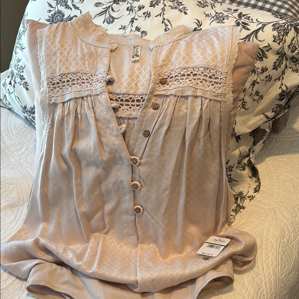 Free People,  Lace Detail Blouse Bodysuit, L